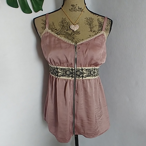 Xhilaration Zipper Front Camisole Mauve Blouse Top - Picture 1 of 5